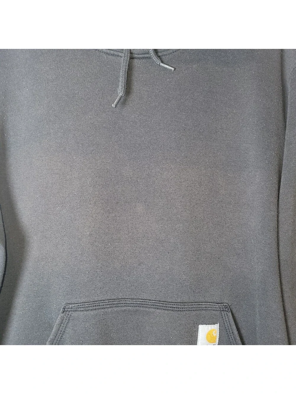 Carhartt Men's Black Pullover Hoodie Sweatshirt Original Fit Large L Logo Sleeve